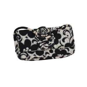 Vera‎ Bradley Midnight Paisley Black-White Floral Clutch Purse Bag